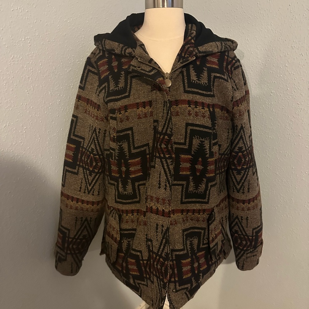 Tribal Patterned Brown Utility Jacket - image 1